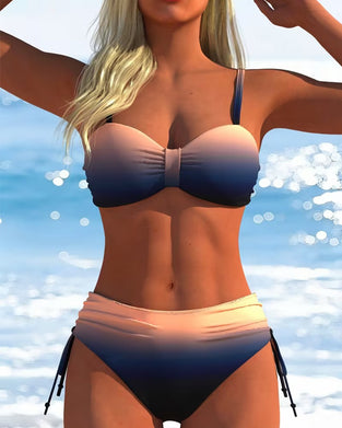 Gradient Pattern Drawstring Fashion Bikini