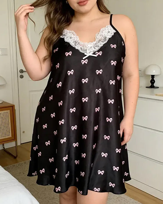 Spaghetti Straps Heart Lace Sleep Dress