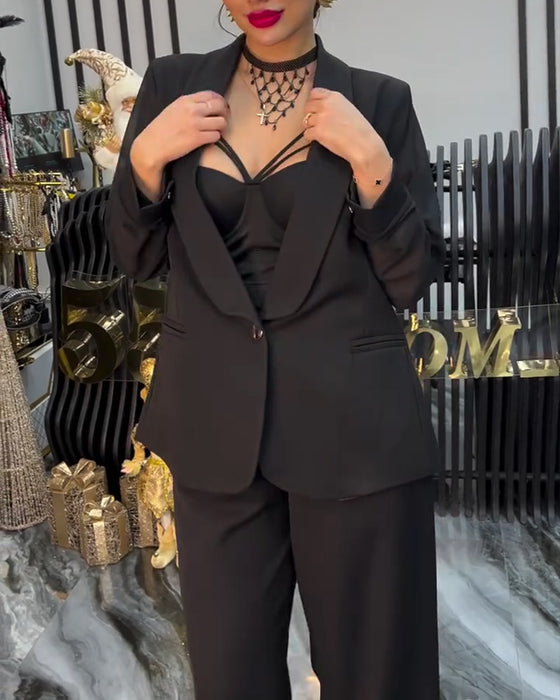 Stylish Solid Color Lapel Coat