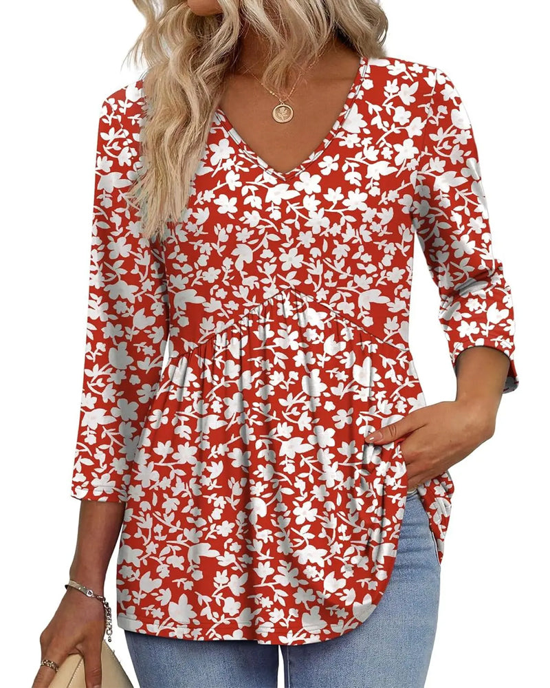 Loose Three-Quarter Sleeve Casual Blouse