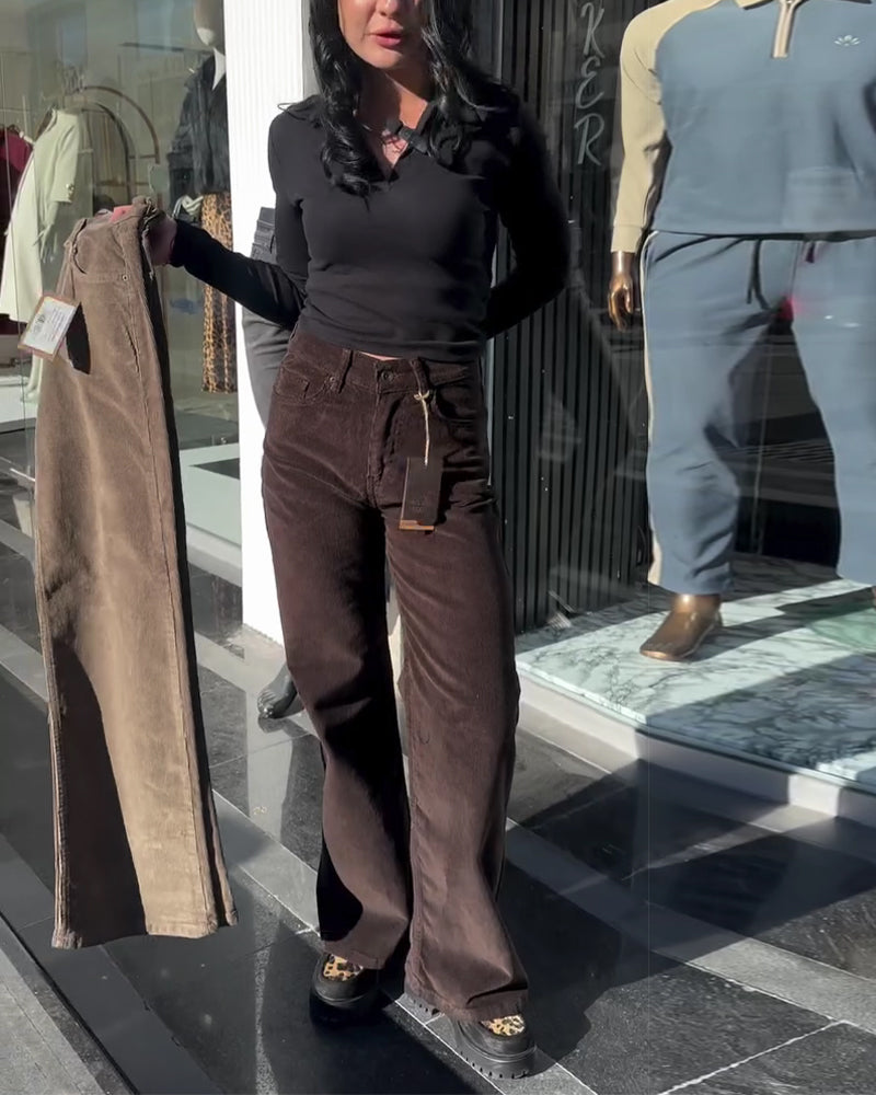Corduroy Casual Wide Leg Pants