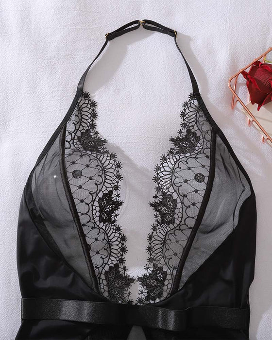 See-Through Backless Cutout One-Piece Lingerie