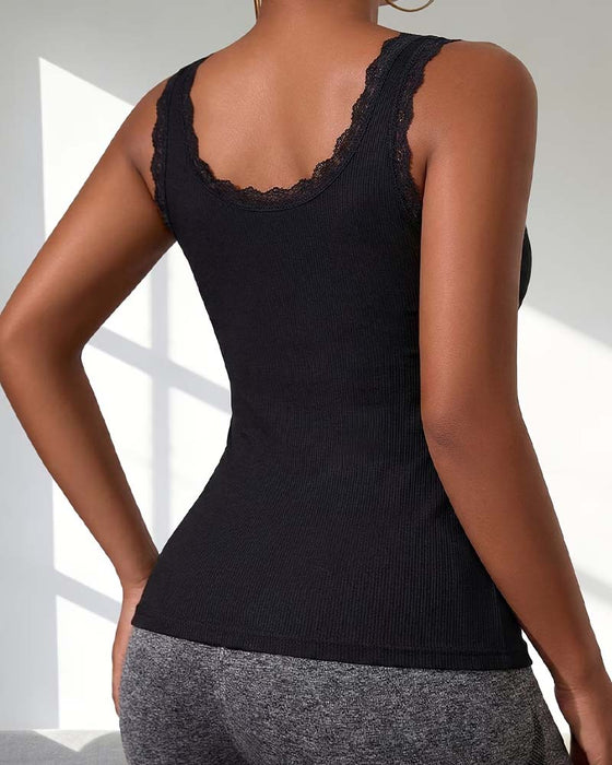 Padded Lace Trim Tank Top