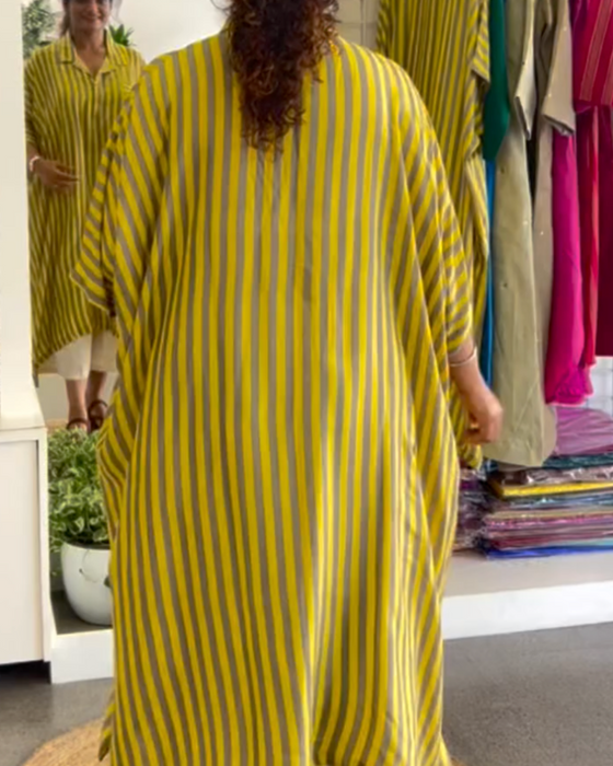 Lapel Loose Striped Shirt Dress