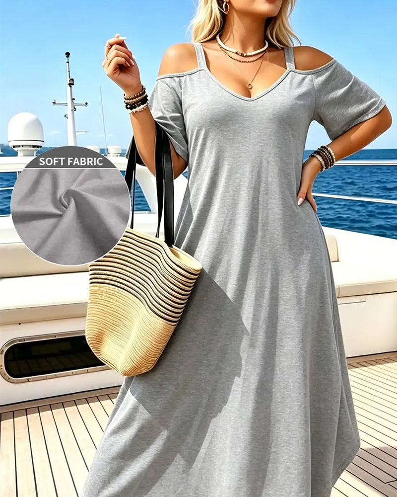 U-Neck Strappy Off-Shoulder Loose Dress