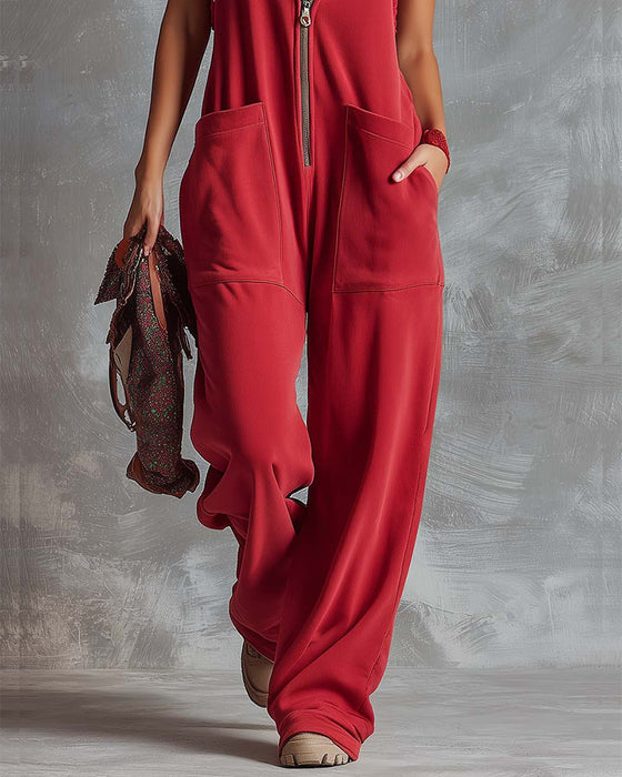 Hooded Sleeveless Jumpsuit