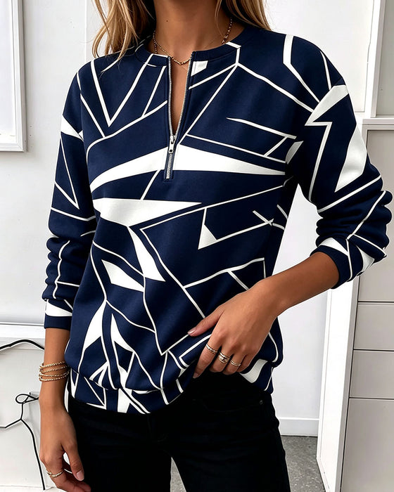 Casual Zip Long Sleeve Sweatshirt