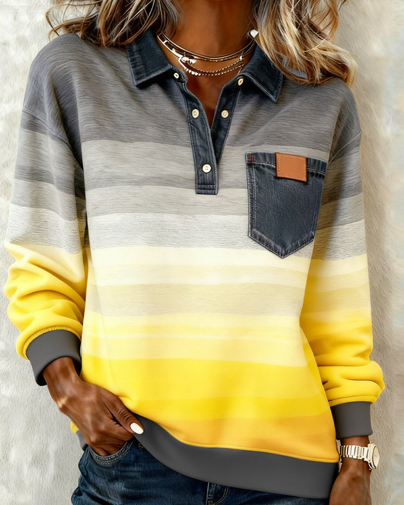 Casual Gradient Long-Sleeved Sweatshirt