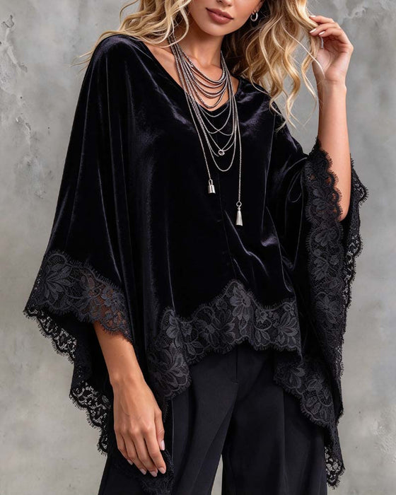 Bell Sleeve Lace Cape Top