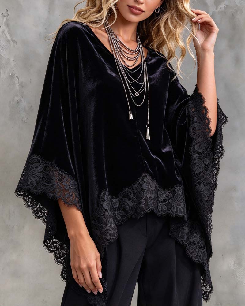 Bell Sleeve Lace Cape Top