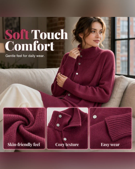 Turtleneck Single Breasted Cardigan