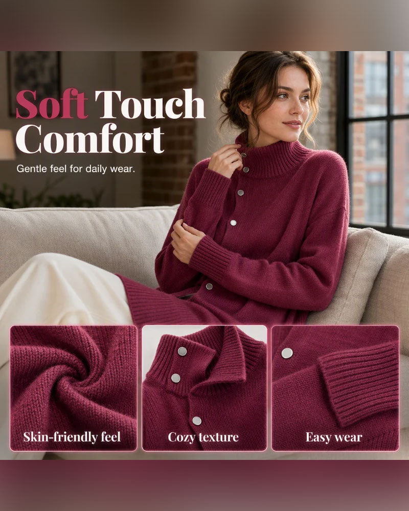 Turtleneck Single Breasted Cardigan
