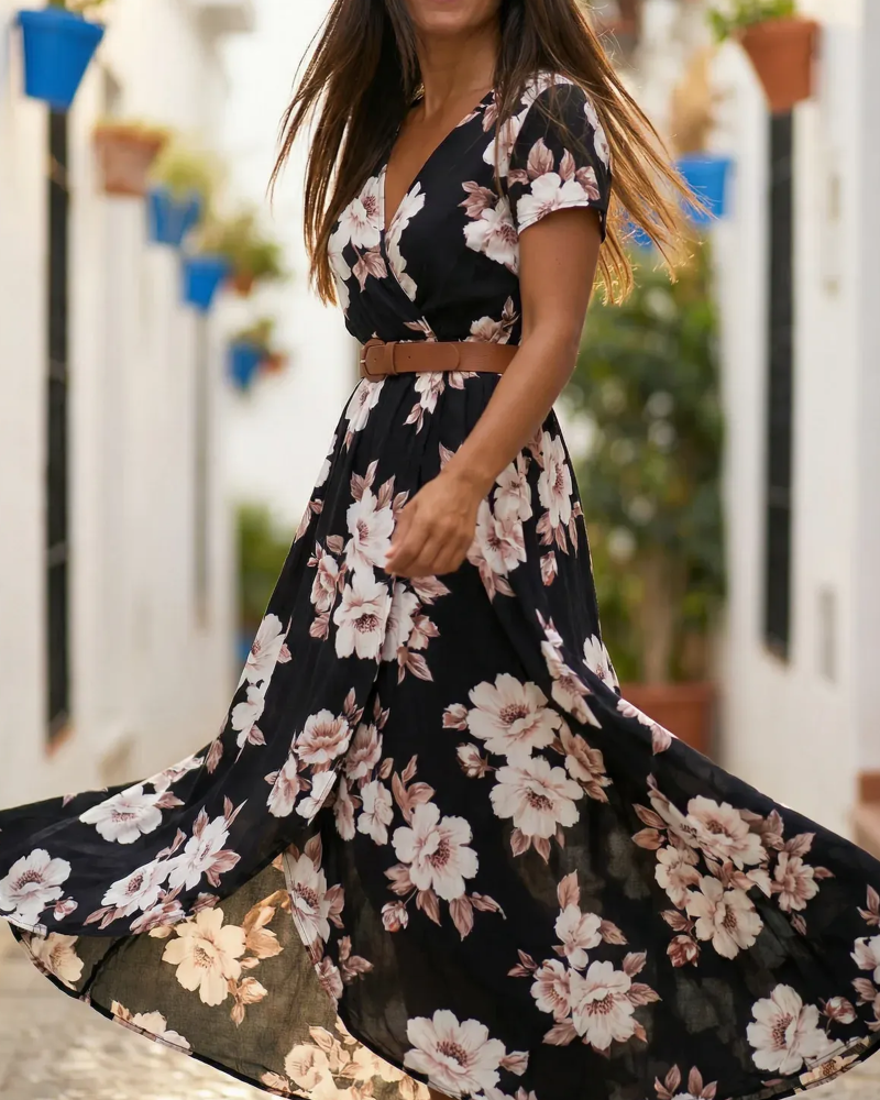 Floral Print Casual Short Sleeve Dress