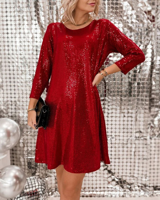 Solid Casual Long Sleeve Dress