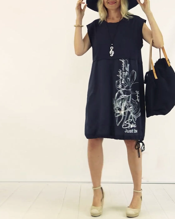 Round Neck Sleeveless Printed Dress