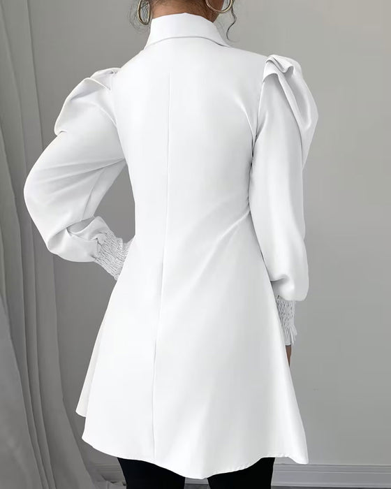 Shirt Collar Solid Trendy Blouse