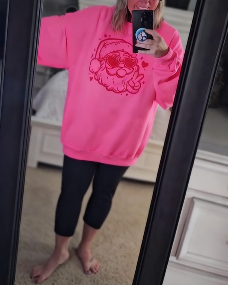Santa Claus Print Crew Neck Sweatshirt