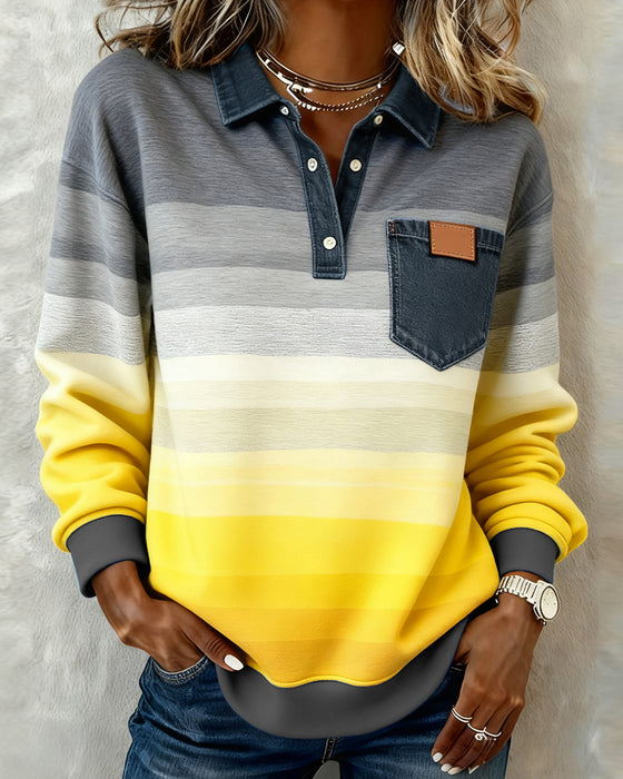 Casual Gradient Long-Sleeved Sweatshirt