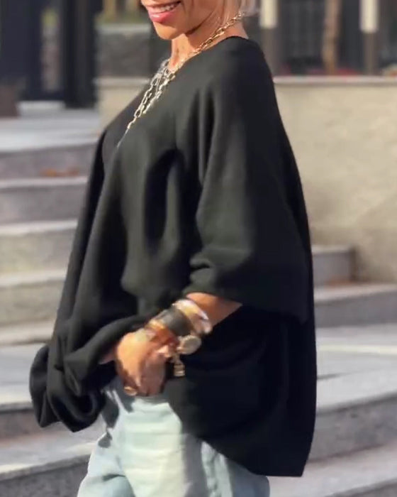 Solid Color Loose Irregular Top