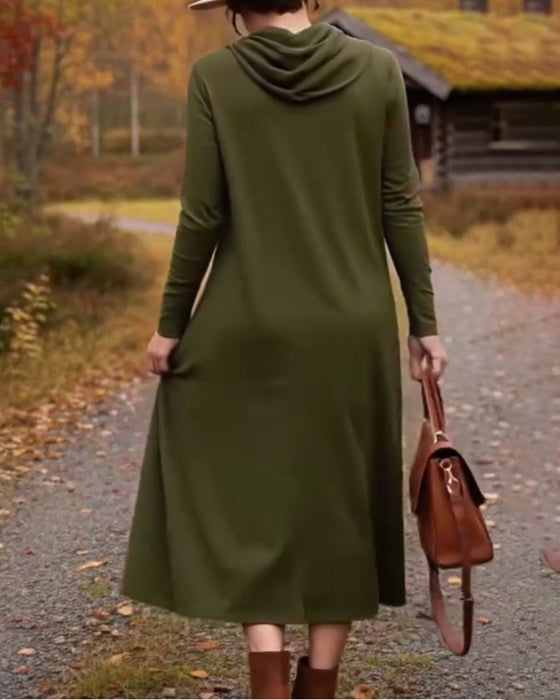 Casual Simple Solid Color Pocket Dress