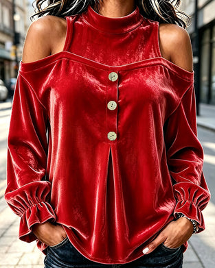 Velvet Bardot Wooden Button Blouse