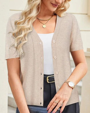 Short Sleeve V-Neck Cardigan