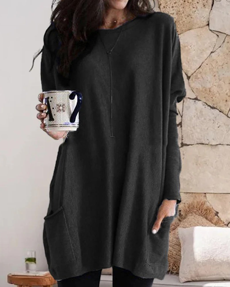Long Sleeve Casual Pocket T-shirt