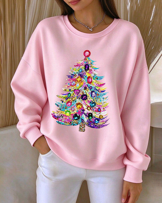 Crew Neck Pullover Christmas Tree Top