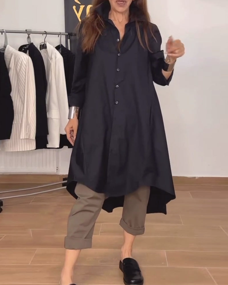 Lapel irregular button loose shirt