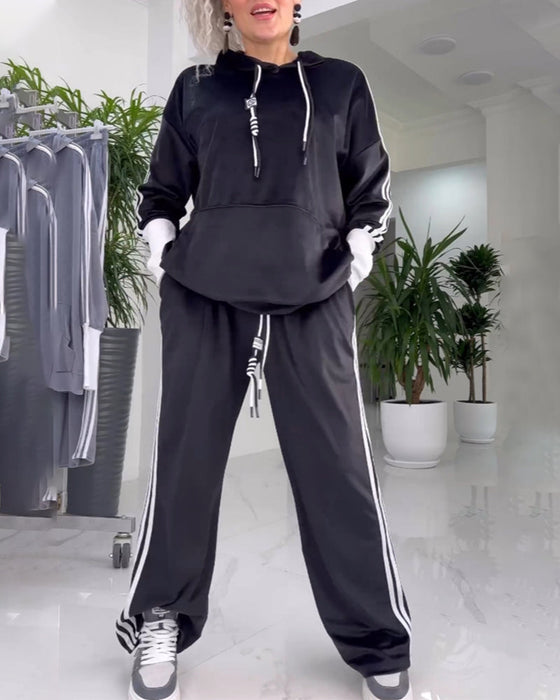 Hooded sweatshirt and pants two-piece set