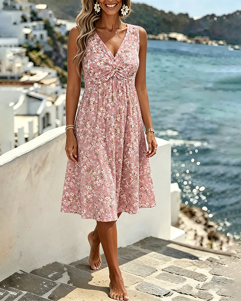 Casual Floral Sleeveless Dress
