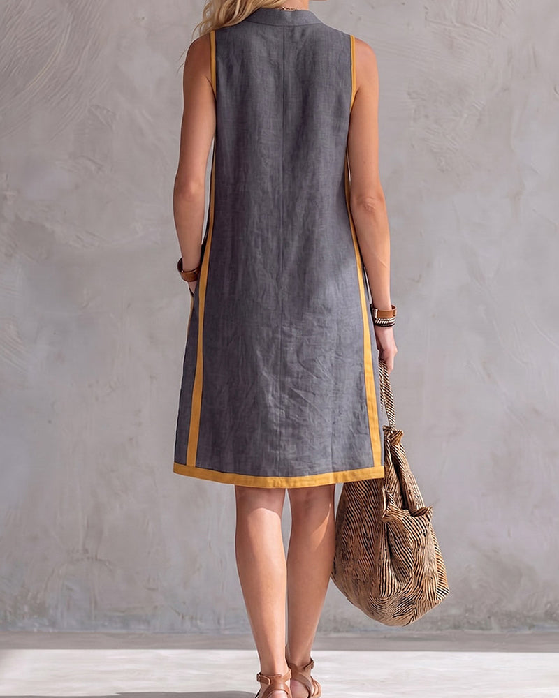 Contrast Trim Sleeveless Dress