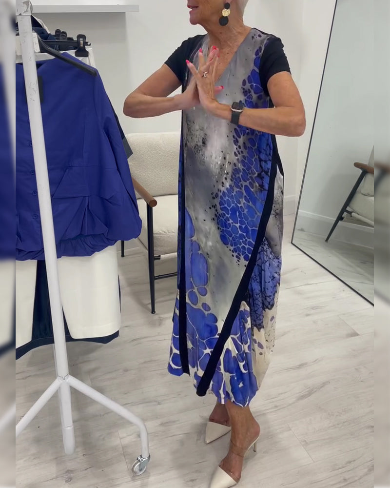 Ink Wash Print Long Dress