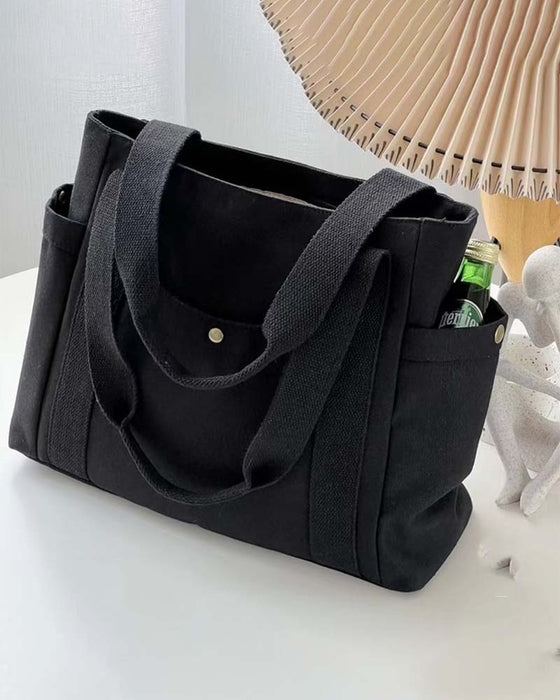 Large capacity canvas bag with double handles