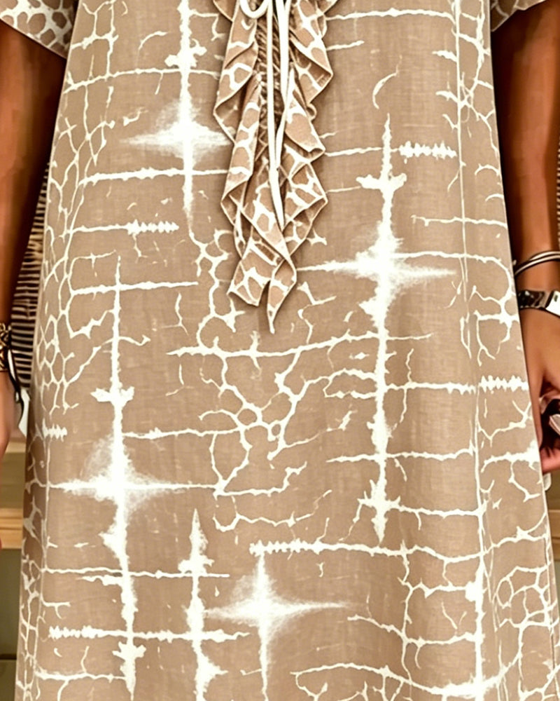 Tie Draped V-Neck Loose Dresses