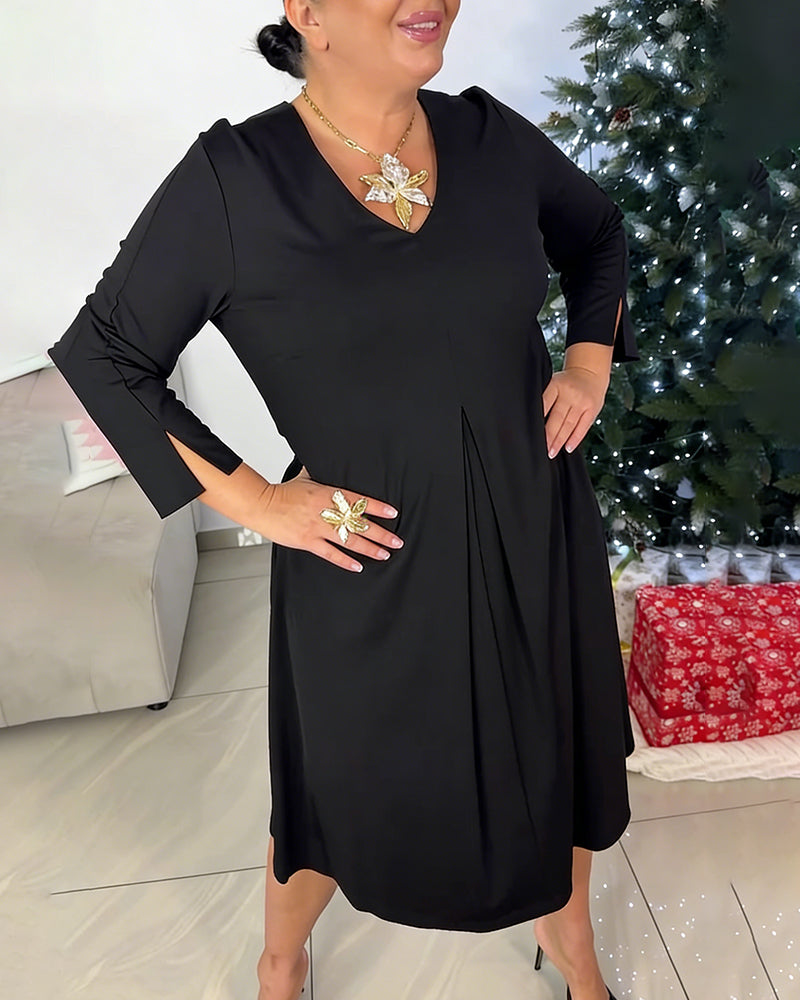 V-Neck Fashionable And Versatile Dress