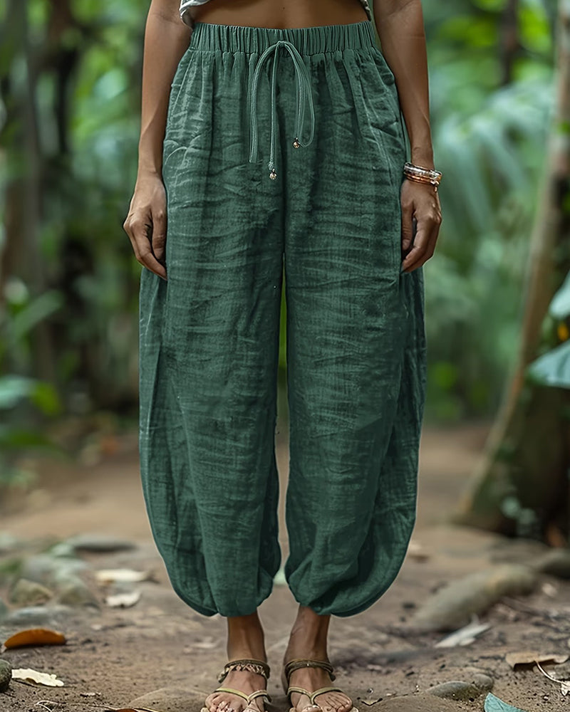 Casual Solid Color Lantern Pants