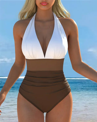 Contrast Color One Piece Swimsuit