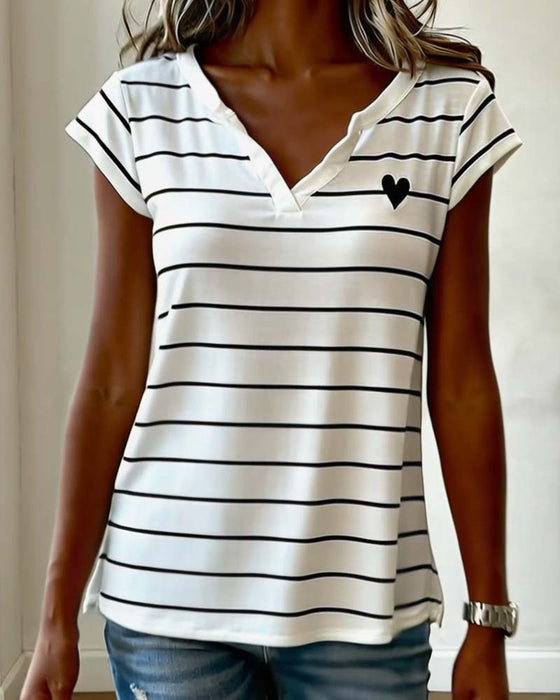 Striped Heart Sleeveless Top
