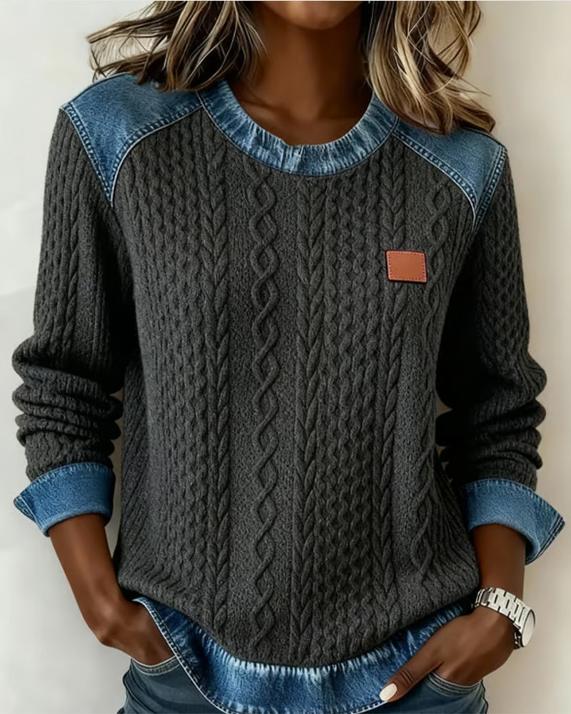 Color-Blocked Crew Neck Sweatshirt