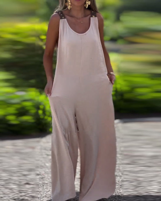 Sleeveless Back Tie Jumpsuit