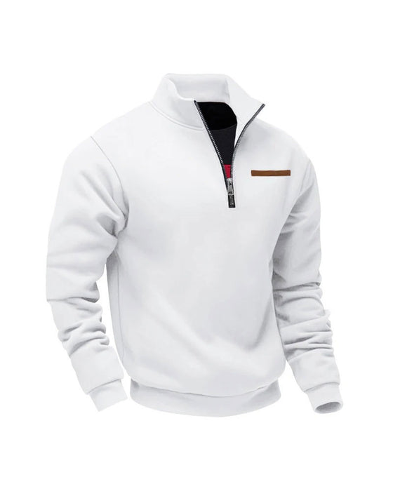 Solid Color Stand Collar Zipper Sweatshirt