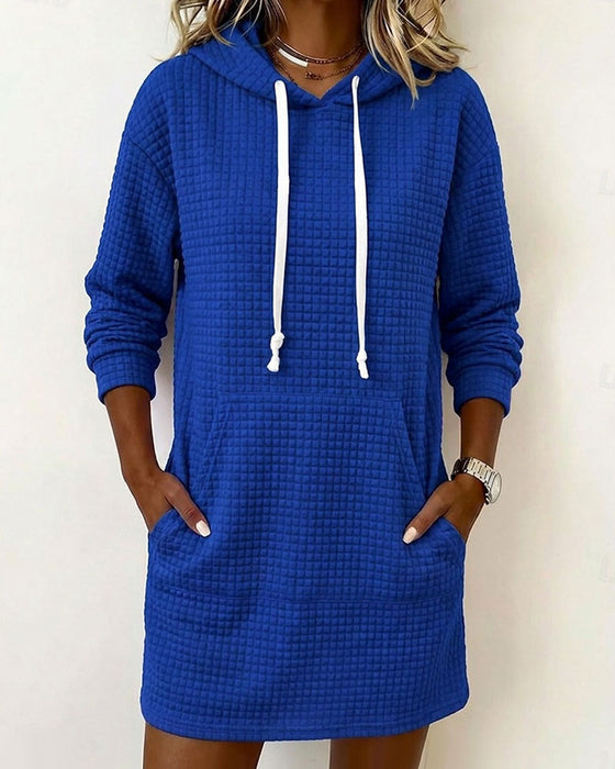 Waffle Hooded Sweatshirt Dress
