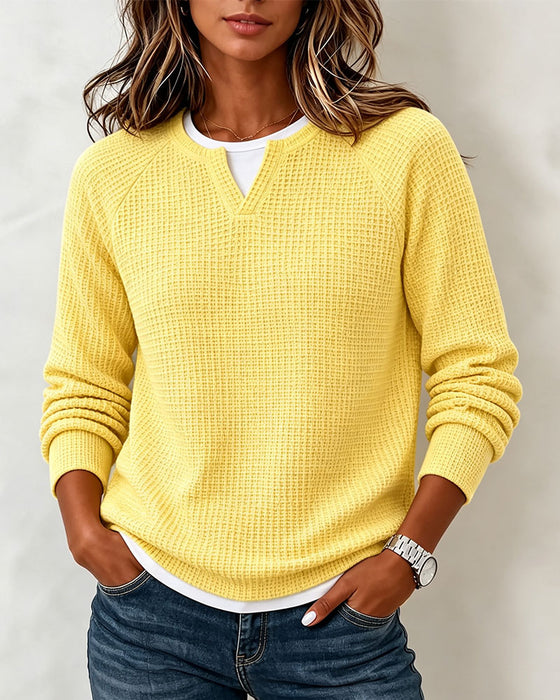 Solid Color Raglan Long Sleeve Sweatshirt