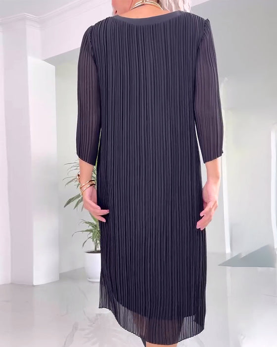 Solid color slit casual dress