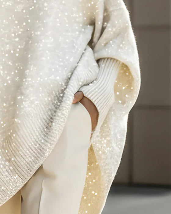 Irregular Sequined Long-Sleeved Jumper