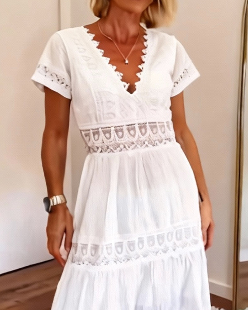 Deep V-Neck Cutout Maxi Dress