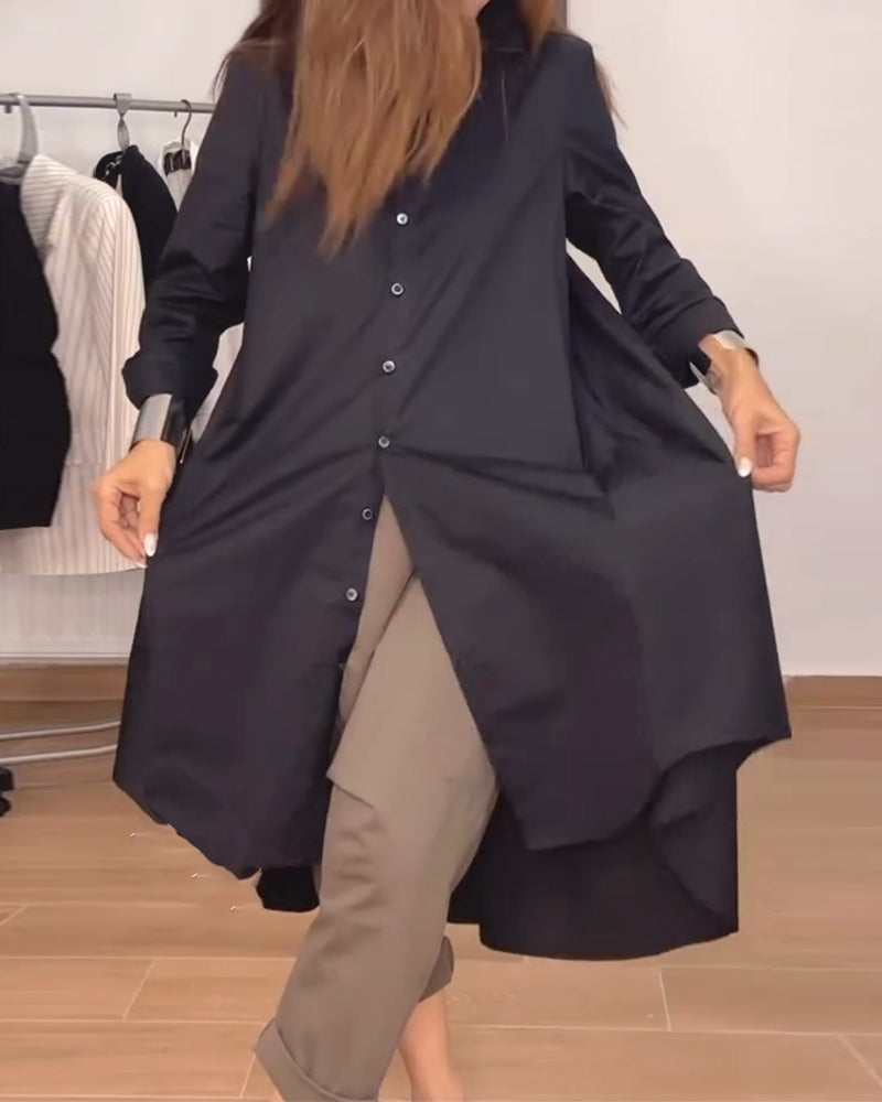 Lapel irregular button loose shirt