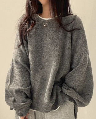 Crew Neck Side Slit Pullover