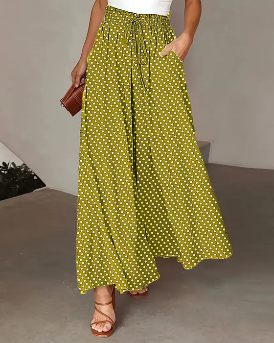 Polka Dot Print Long Pants